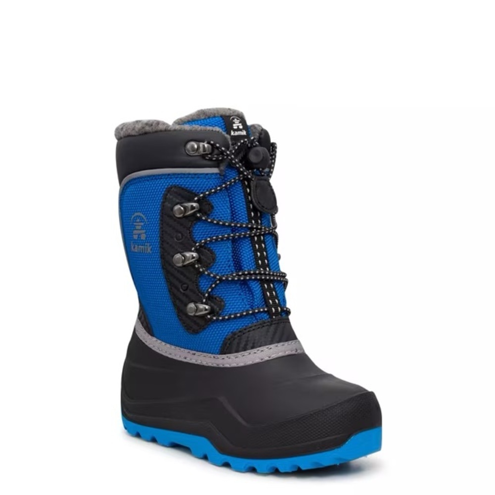 Size 4 Youth Kamik Kids' Black and Blue Winter Boots